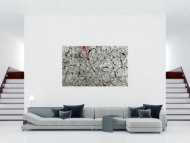 Abstraktes Original Gemälde 120x200cm Minimalistisch zeitgenössisch handgemalt Action Painting grau weiß anthrazit Unikat