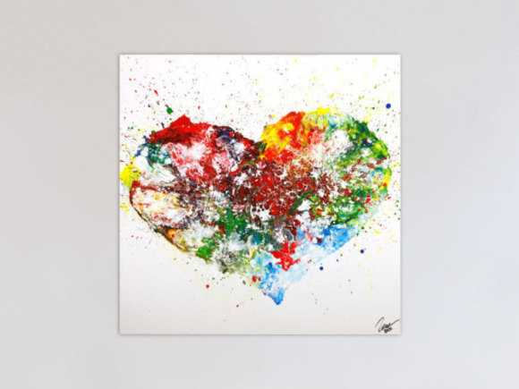 Gemälde Original abstrakt 100x100cm Fluid Painting zeitgenössisch handgefertigt  weiß bunt Unikat