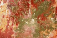 Detailaufnahme Gemälde Original abstrakt 70x70cm Action Painting zeitgenössisch auf Leinwand Mischtechnik rot orange beige hochwertig