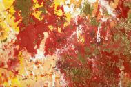 Detailaufnahme Gemälde Original abstrakt 70x70cm Action Painting zeitgenössisch auf Leinwand Mischtechnik rot orange beige hochwertig