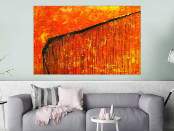 Abstraktes Original Gemälde 100x160cm Action Painting Modern Art auf Leinwand Mischtechnik rot orange braun einzigartig