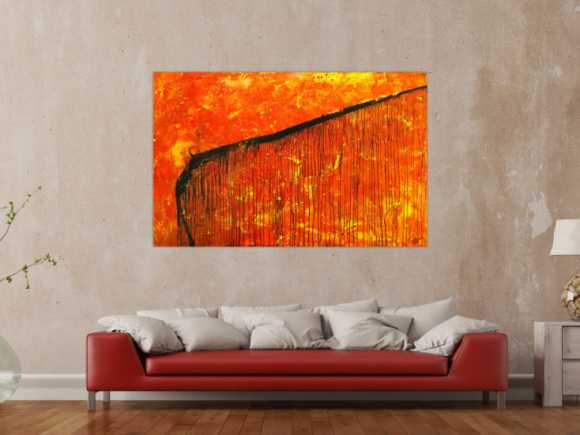 Abstraktes Original Gemälde 100x160cm Action Painting Modern Art auf Leinwand Mischtechnik rot orange braun einzigartig
