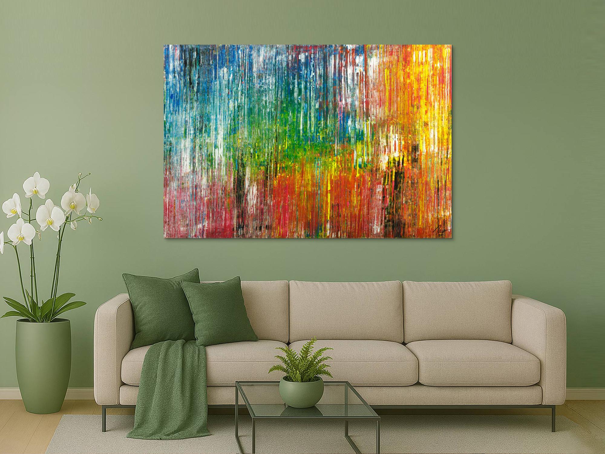 Gemälde Original abstrakt 120x180cm Spachteltechnik Moderne Kunst handgemalt bunte Farben Einzelstück