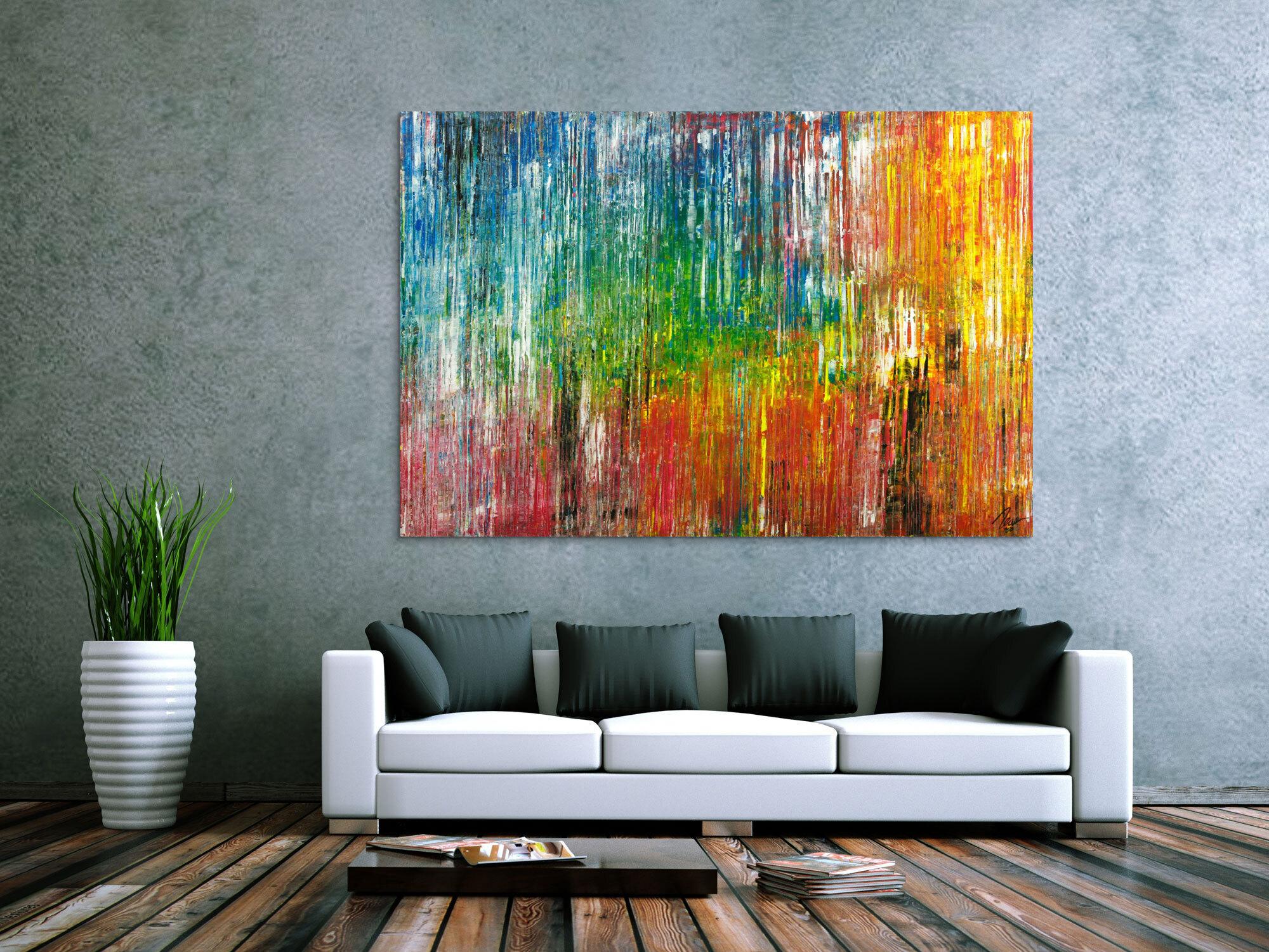 Gemälde Original abstrakt 120x180cm Spachteltechnik Moderne Kunst handgemalt bunte Farben Einzelstück