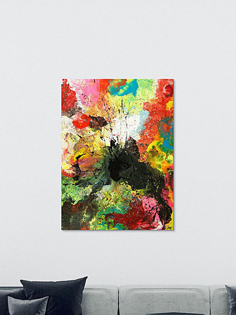 Original Gemälde abstrakt 200x150cm Action Painting zeitgenössisch handgemalt Mischtechnik schwarz bunt einzigartig