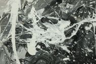 Detailaufnahme Gemälde Original abstrakt 100x120cm Action Painting zeitgenössisch handgefertigt Mischtechnik weiß grau anthrazit Unikat