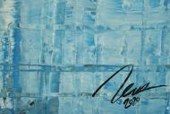 Detailaufnahme Original Gemälde abstrakt 70x120cm Spachteltechnik zeitgenössisch handgemalt  hellblau türkis anthrazit hochwertig