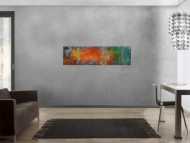 Gemälde Original abstrakt 40x150cm Spachteltechnik expressionistisch handgemalt bunte Farben Einzelstück