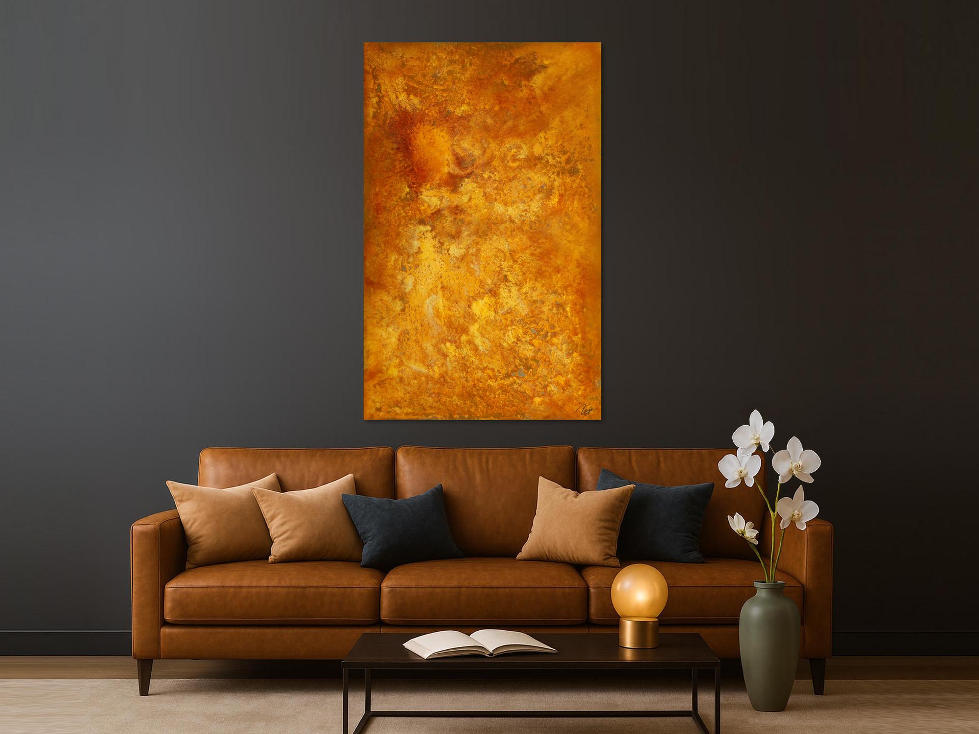 Original Gemälde abstrakt 160x100cm Aus echtem Rost Modern Art auf Leinwand orange braun hochwertig