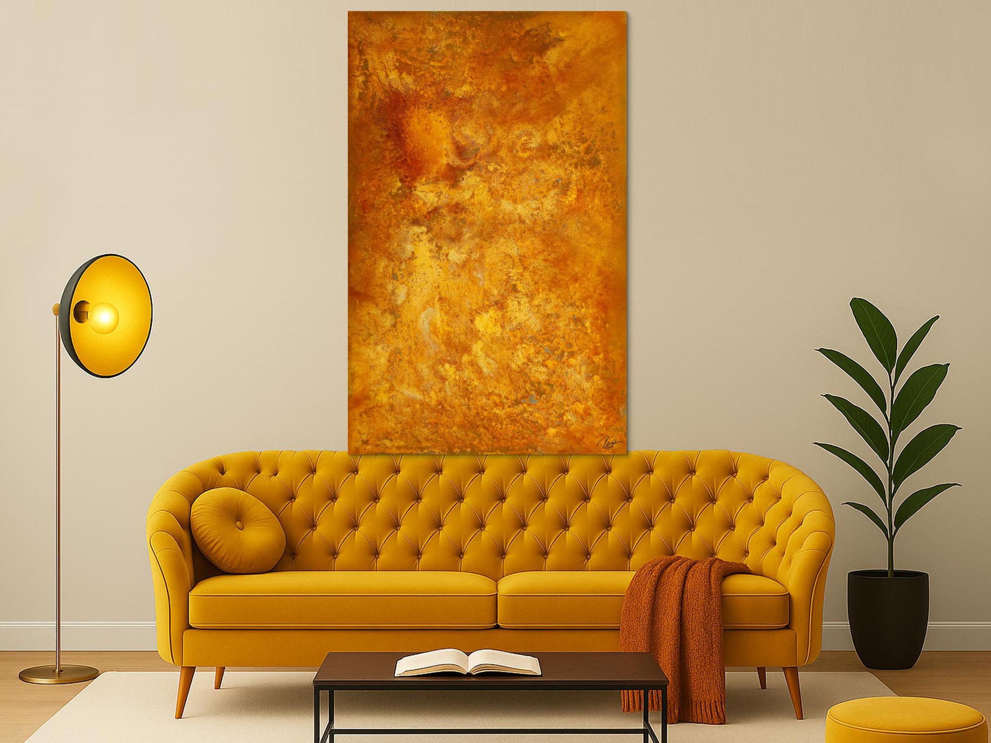 Original Gemälde abstrakt 160x100cm Aus echtem Rost Modern Art auf Leinwand orange braun hochwertig