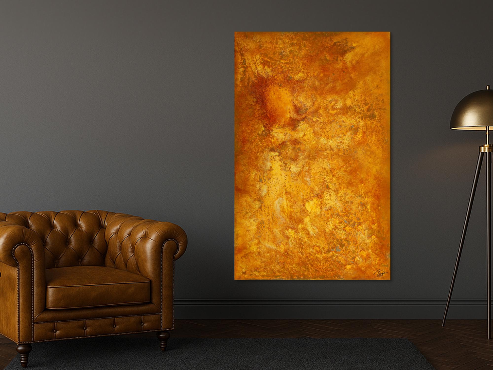 Original Gemälde abstrakt 160x100cm Aus echtem Rost Modern Art auf Leinwand orange braun hochwertig