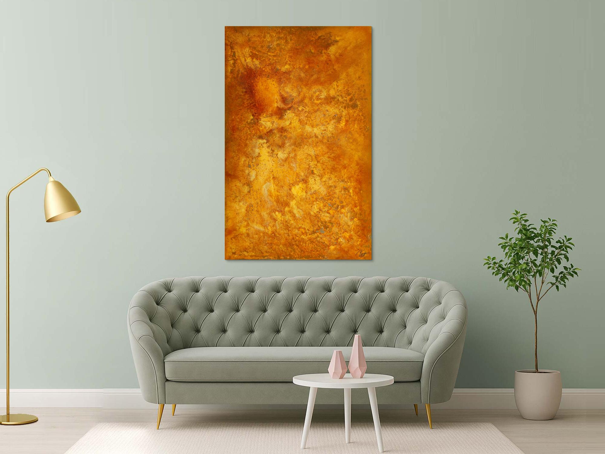 Original Gemälde abstrakt 160x100cm Aus echtem Rost Modern Art auf Leinwand orange braun hochwertig