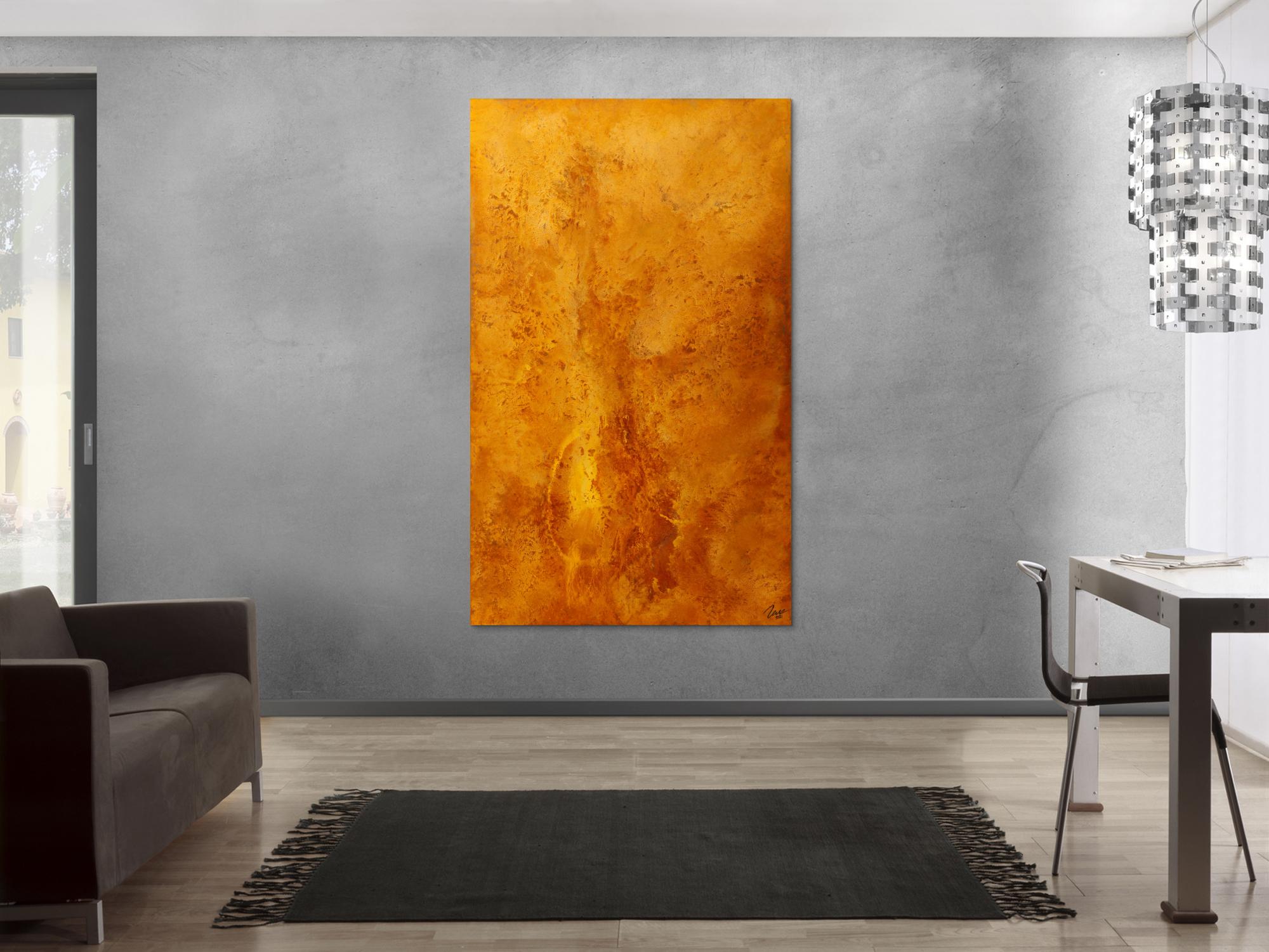 Gemälde Original abstrakt 180x110cm Aus echtem Rost expressionistisch handgemalt braun orange Unikat