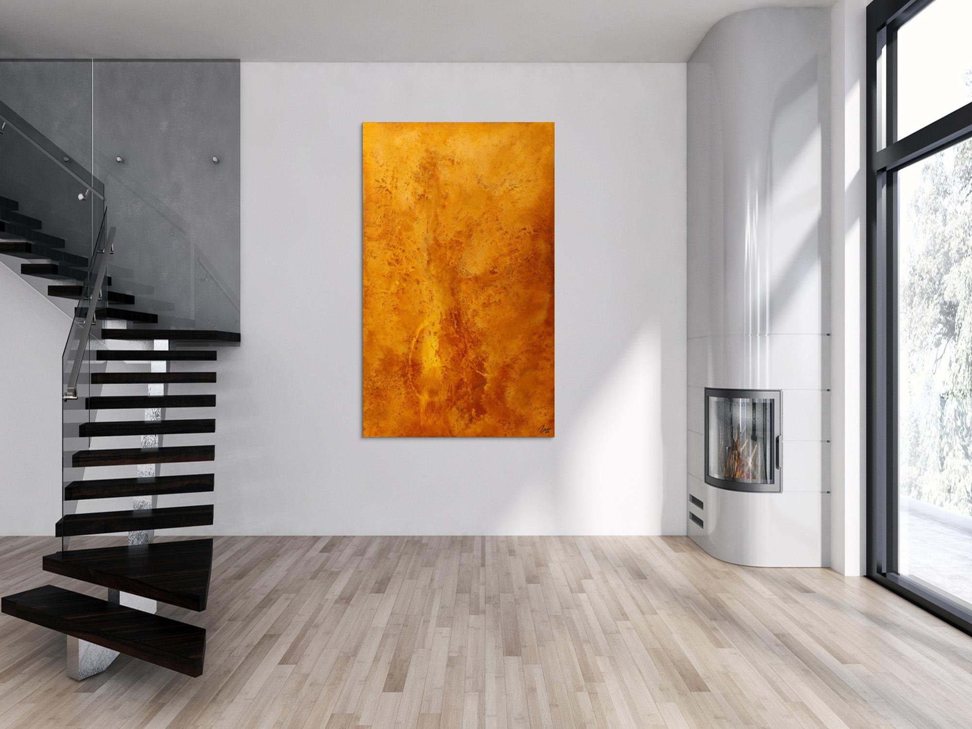 Gemälde Original abstrakt 180x110cm Aus echtem Rost expressionistisch handgemalt braun orange Unikat