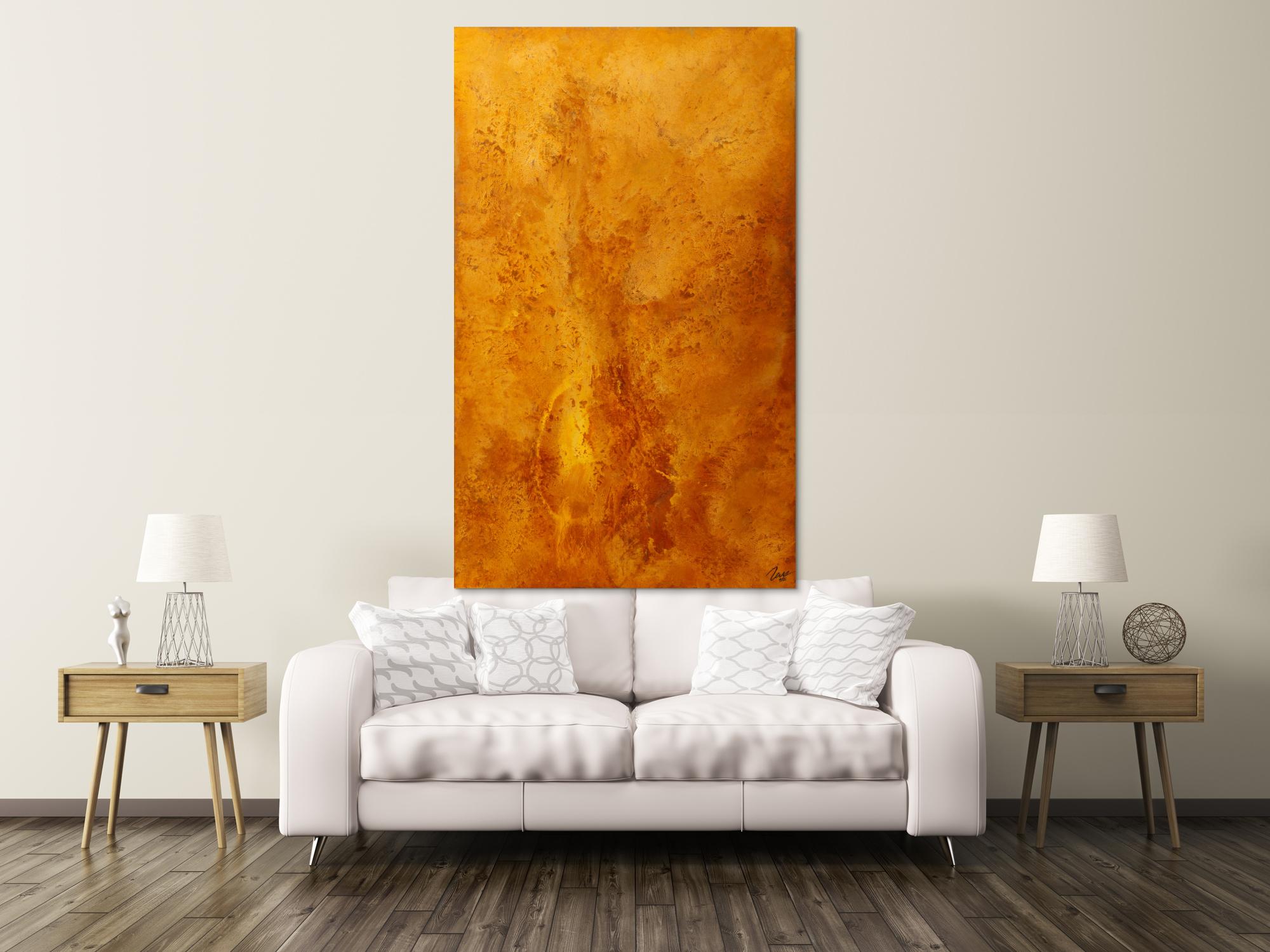 Gemälde Original abstrakt 180x110cm Aus echtem Rost expressionistisch handgemalt braun orange Unikat