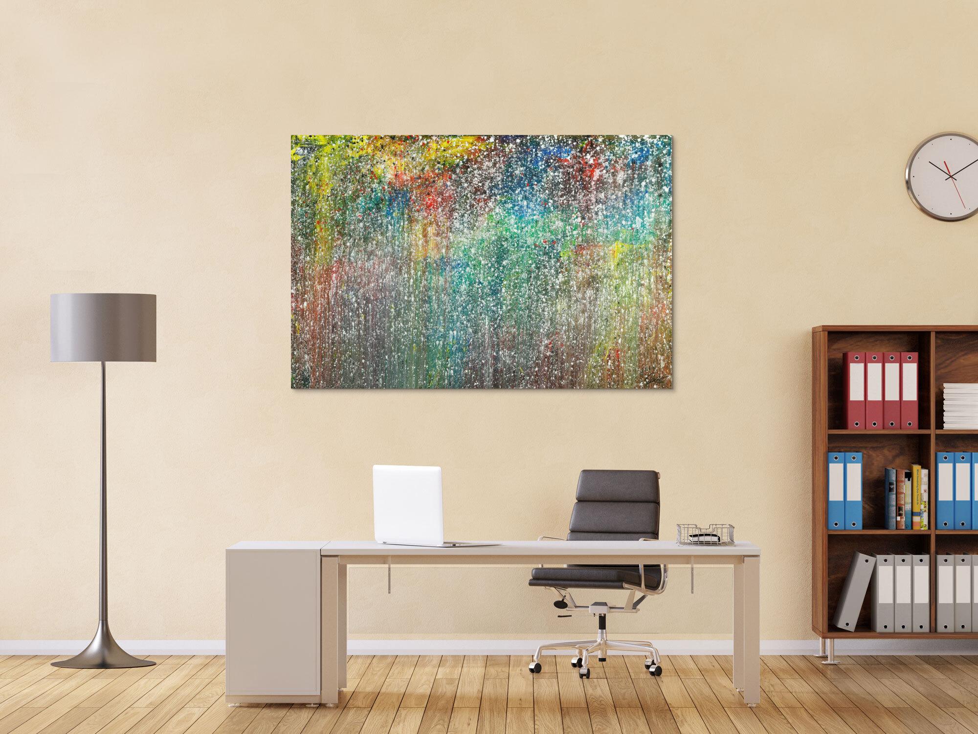 Gemälde Original abstrakt 100x150cm Action Painting Modern Art handgemalt Mischtechnik anthrazit beige grau einzigartig