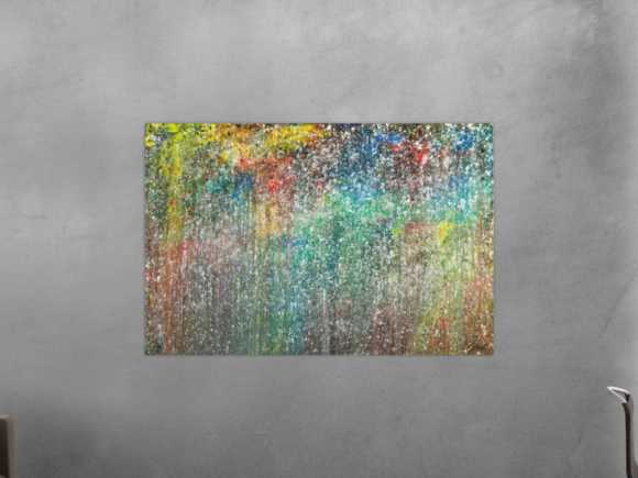 Gemälde Original abstrakt 100x150cm Action Painting Modern Art handgemalt Mischtechnik anthrazit beige grau einzigartig