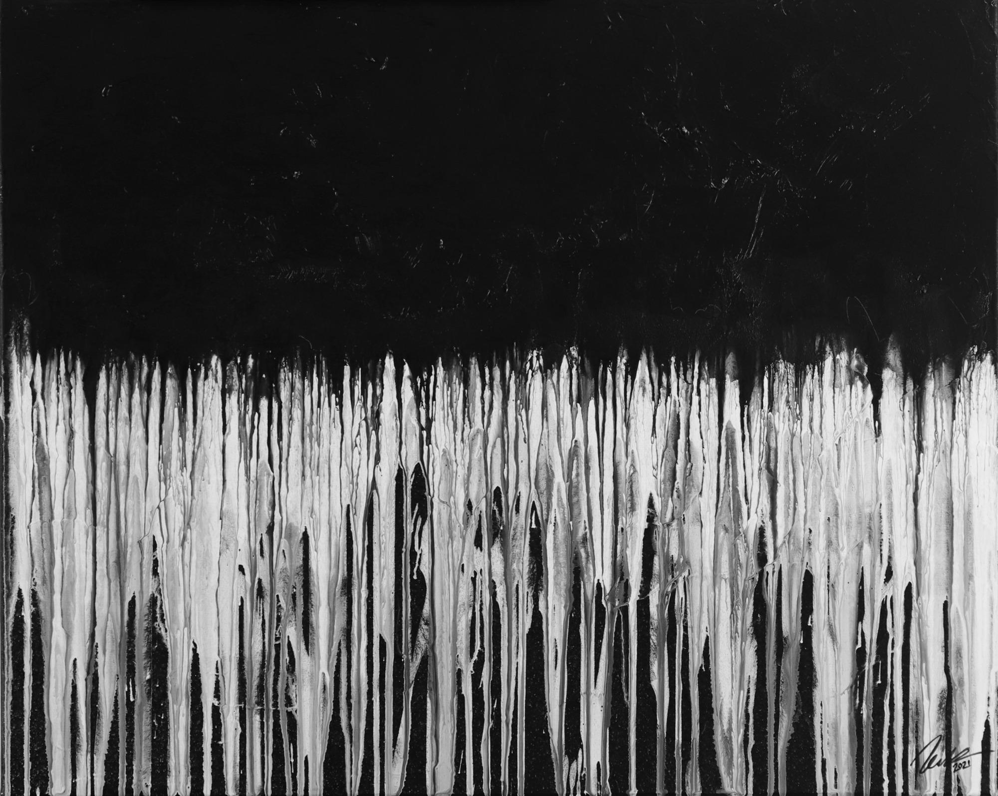 Gemälde Original abstrakt 80x100cm Minimalistisch zeitgenössisch handgefertigt Mischtechnik schwarz weiß grau Unikat