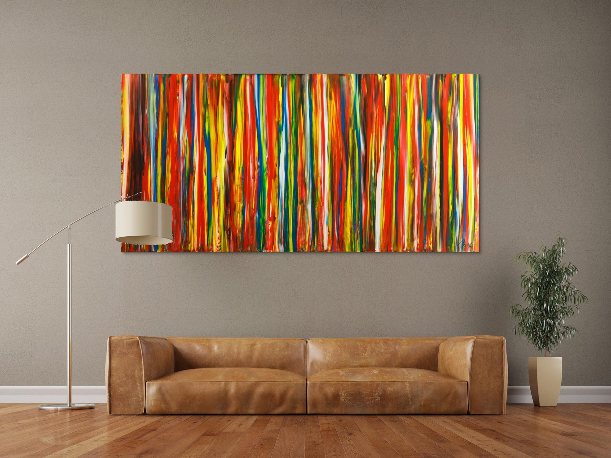 Gemälde Original abstrakt 100x200cm Spachteltechnik Modern Art auf Leinwand  braun rot schwarz Einzelstück