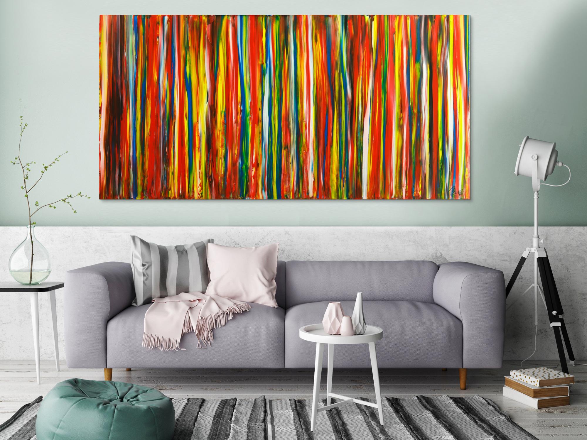 Gemälde Original abstrakt 100x200cm Spachteltechnik Modern Art auf Leinwand  braun rot schwarz Einzelstück