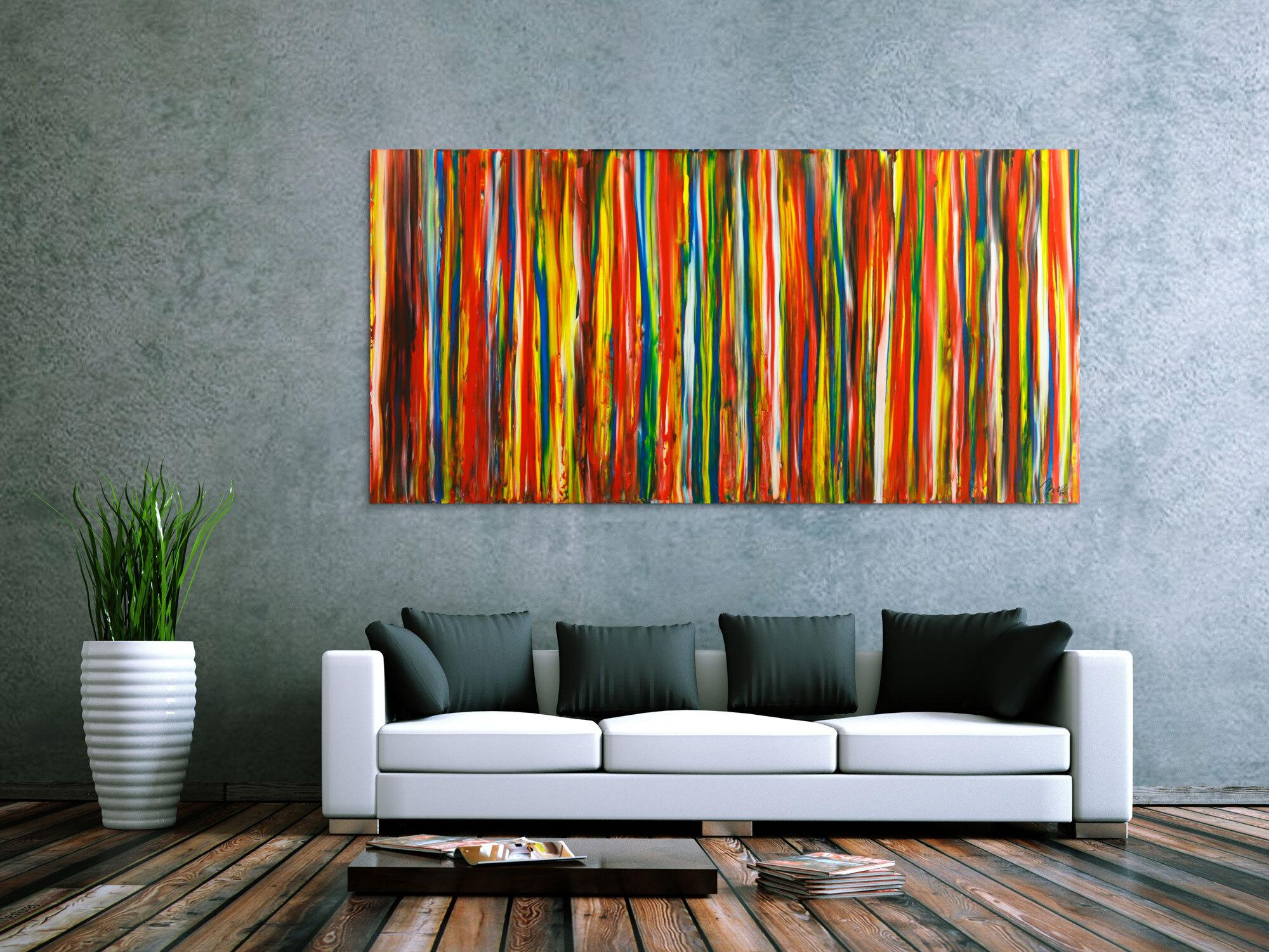 Gemälde Original abstrakt 100x200cm Spachteltechnik Modern Art auf Leinwand  braun rot schwarz Einzelstück