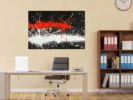 Abstraktes Original Gemälde 80x120cm Minimalistisch Modern Art handgefertigt Action Painting schwarz weiß rot Einzelstück