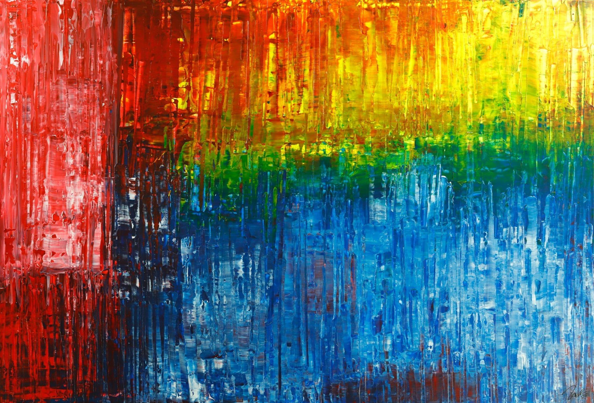 Gemälde Original abstrakt 150x220cm Spachteltechnik Modern Art handgemalt rot blau schwarz Unikat