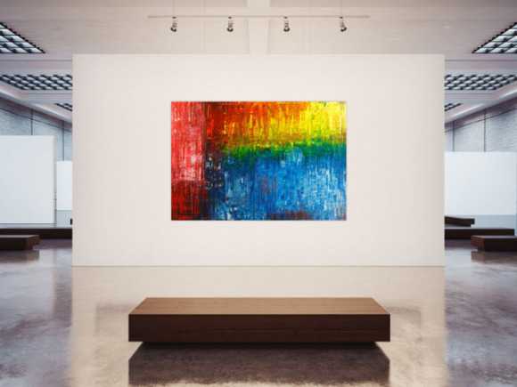 Gemälde Original abstrakt 150x220cm Spachteltechnik Modern Art handgemalt rot blau schwarz Unikat