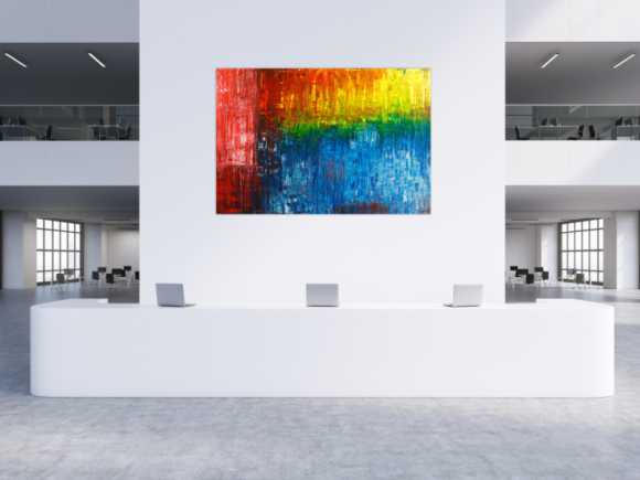 Gemälde Original abstrakt 150x220cm Spachteltechnik Modern Art handgemalt  rot blau schwarz Unikat