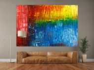 Gemälde Original abstrakt 150x220cm Spachteltechnik Modern Art handgemalt  rot blau schwarz Unikat