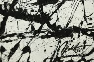 Detailaufnahme Original Gemälde abstrakt 50x160cm Minimalistisch Modern Art auf Leinwand Action Painting schwarz weiß Unikat