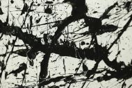 Detailaufnahme Original Gemälde abstrakt 50x160cm Minimalistisch Modern Art auf Leinwand Action Painting schwarz weiß Unikat