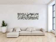 Original Gemälde abstrakt 50x160cm Minimalistisch Modern Art auf Leinwand Action Painting schwarz weiß Unikat