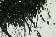 Detailaufnahme Gemälde Original abstrakt 110x200cm Minimalistisch zeitgenössisch handgefertigt Action Painting schwarz weiss einzigartig