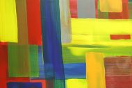 Detailaufnahme Gemälde Original abstrakt 100x250cm Mischtechnik Moderne Kunst auf Leinwand rot gelb blau grün Einzelstück