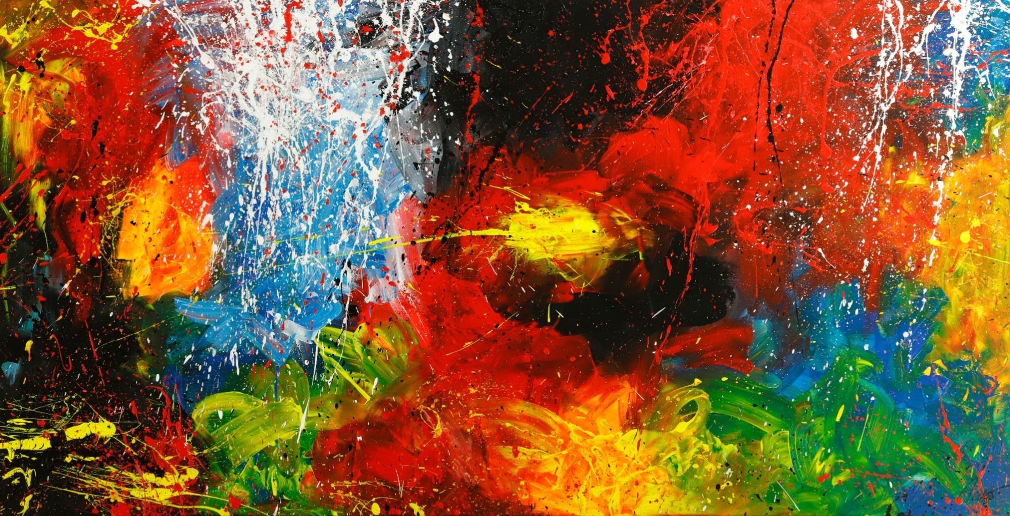 Original Gemälde abstrakt 100x200cm Action Painting expressionistisch handgemalt  schwarz rot braun Einzelstück