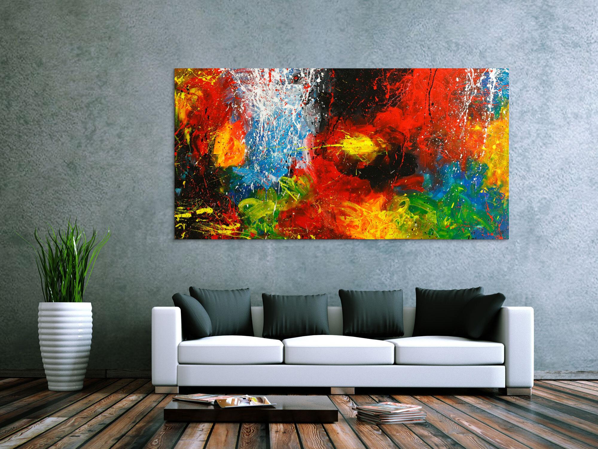 Original Gemälde abstrakt 100x200cm Action Painting expressionistisch handgemalt  schwarz rot braun Einzelstück