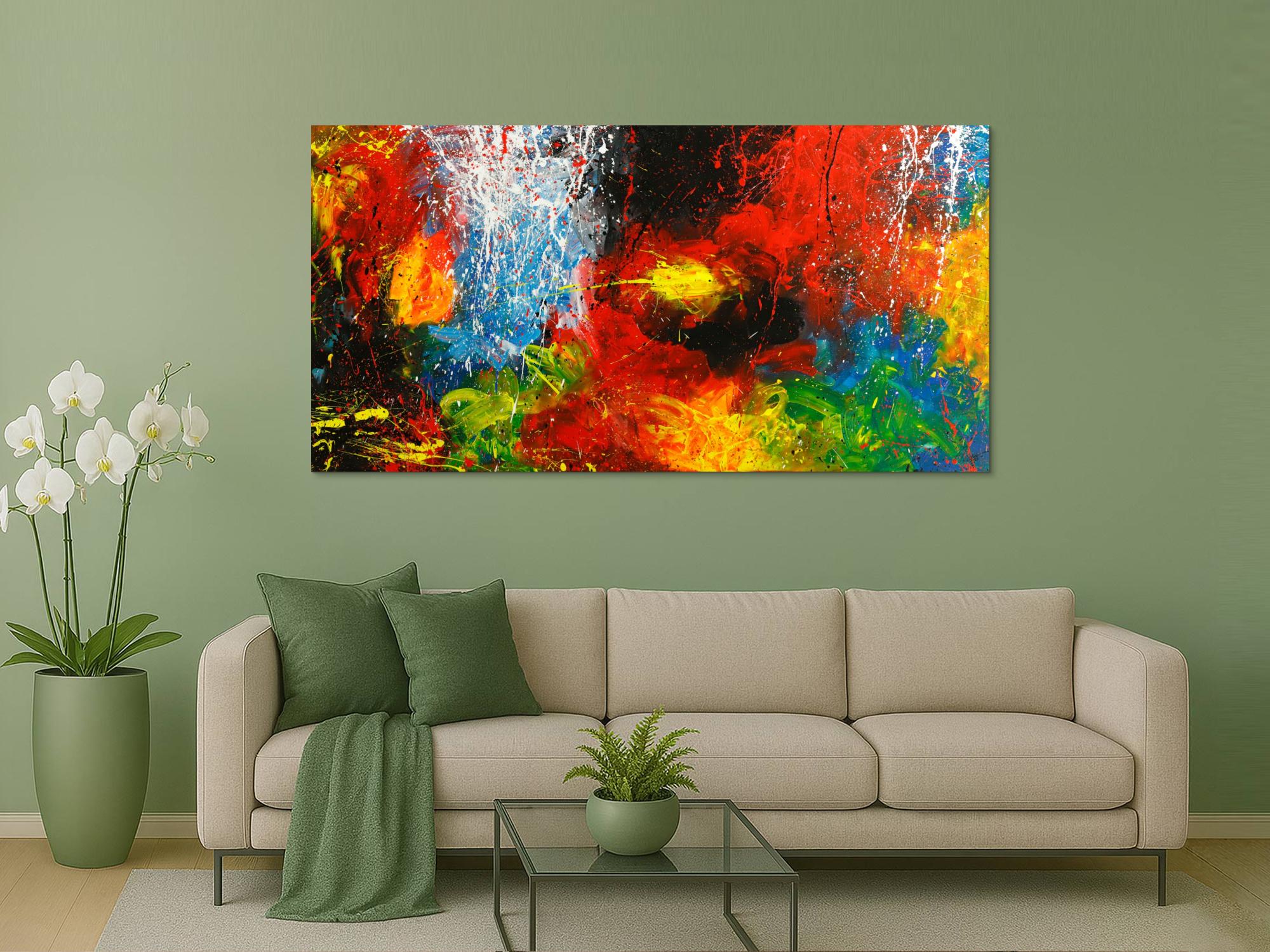 Original Gemälde abstrakt 100x200cm Action Painting expressionistisch handgemalt  schwarz rot braun Einzelstück