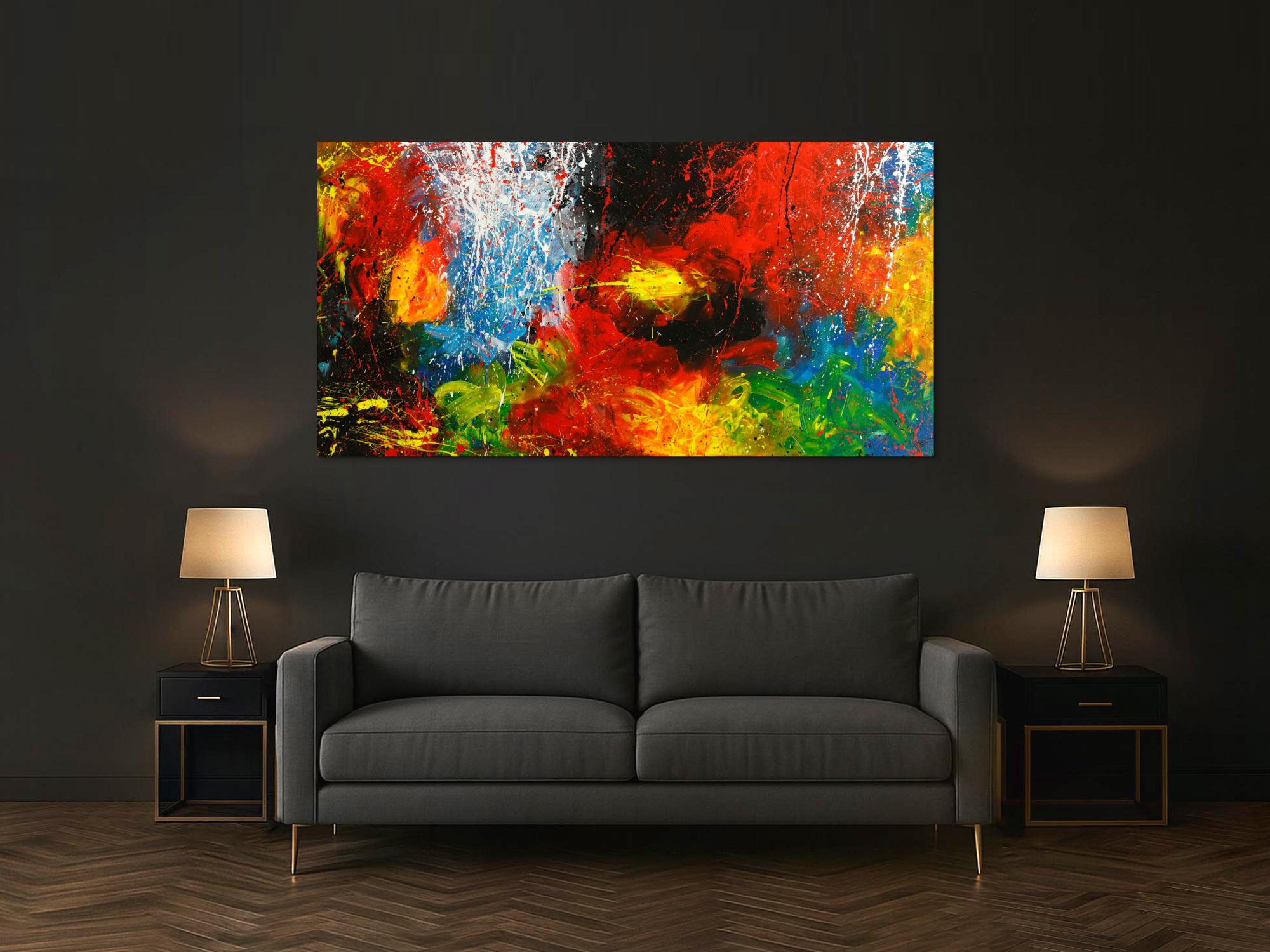 Original Gemälde abstrakt 100x200cm Action Painting expressionistisch handgemalt  schwarz rot braun Einzelstück