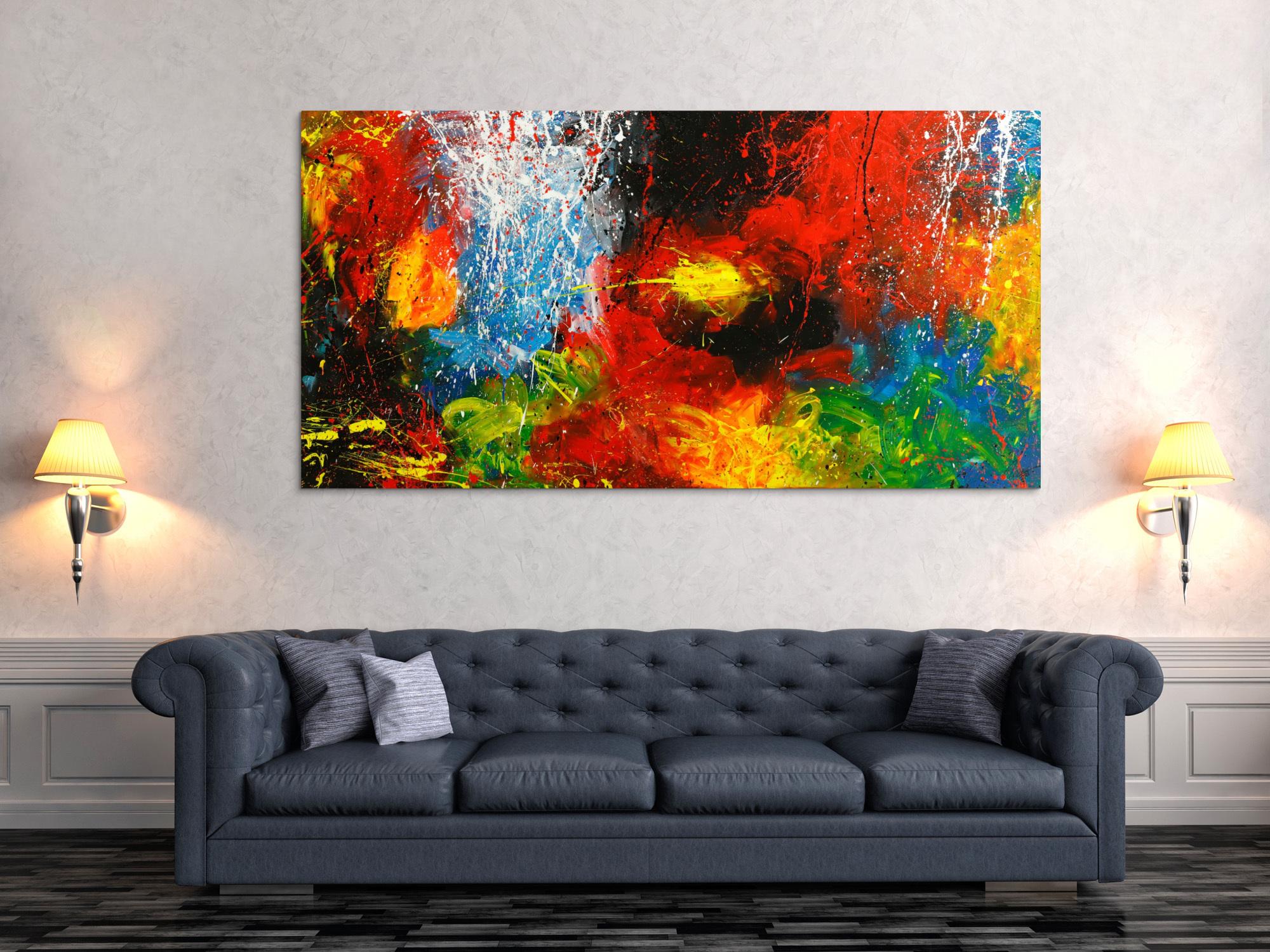 Original Gemälde abstrakt 100x200cm Action Painting expressionistisch handgemalt  schwarz rot braun Einzelstück
