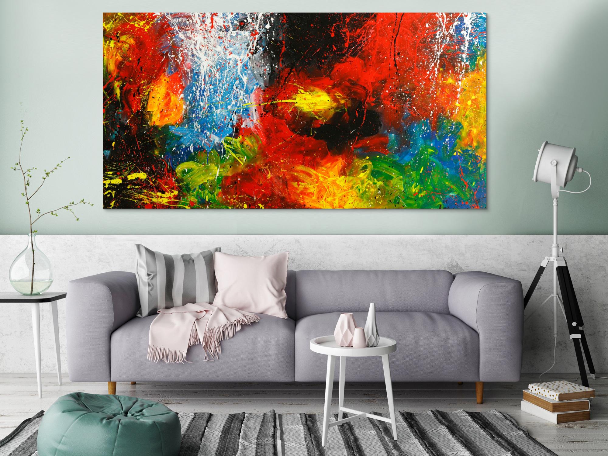 Original Gemälde abstrakt 100x200cm Action Painting expressionistisch handgemalt  schwarz rot braun Einzelstück