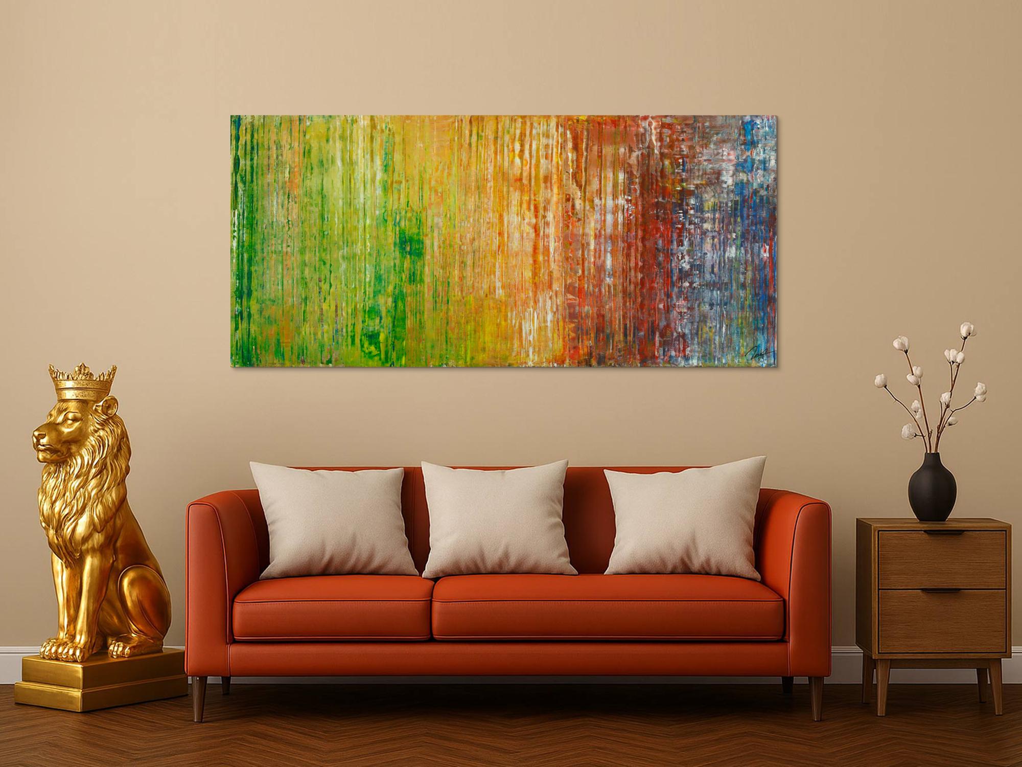 Gemälde Original abstrakt 80x180cm Spachteltechnik Moderne Kunst auf Leinwand bunt hochwertig
