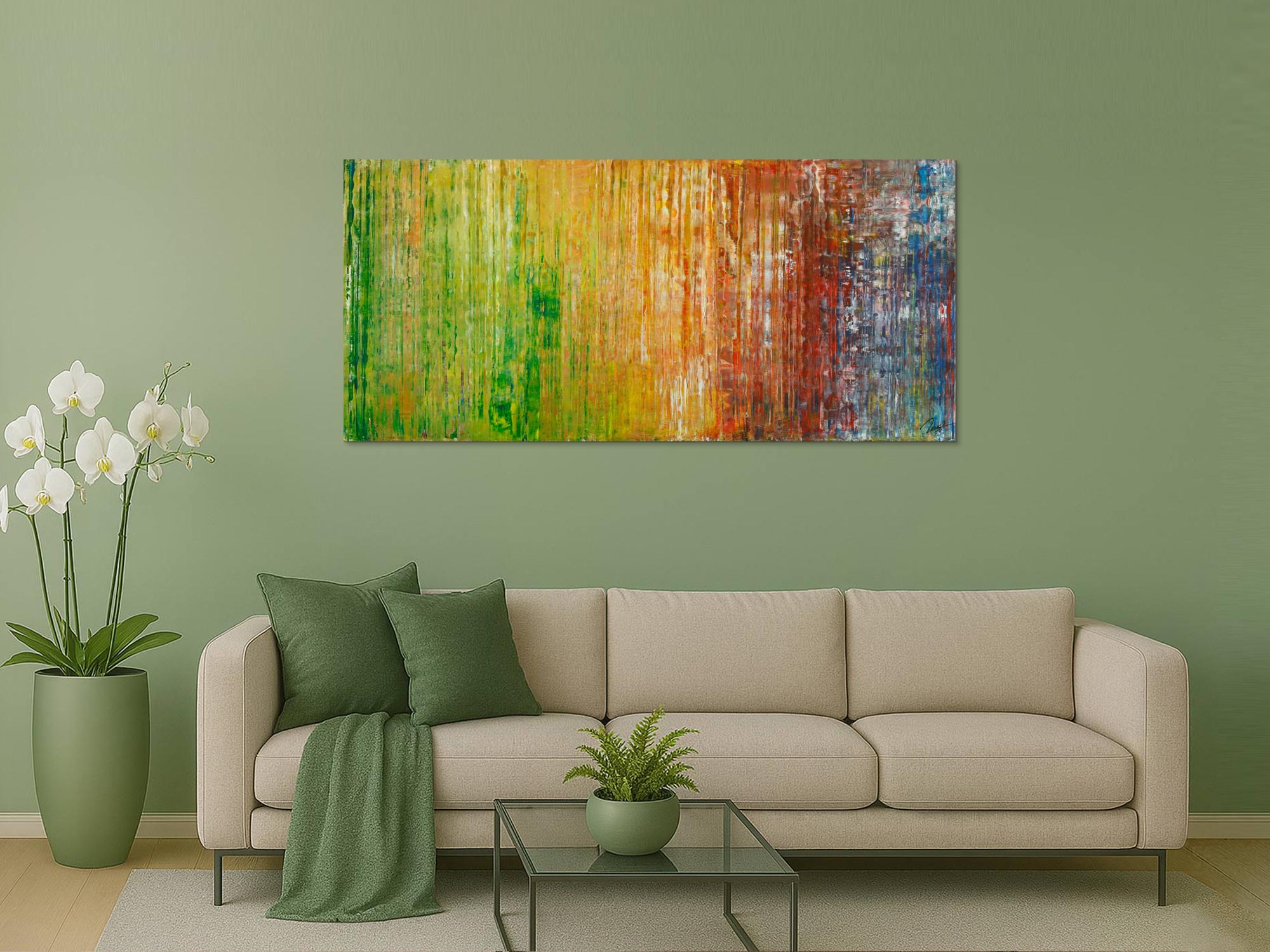 Gemälde Original abstrakt 80x180cm Spachteltechnik Moderne Kunst auf Leinwand bunt hochwertig