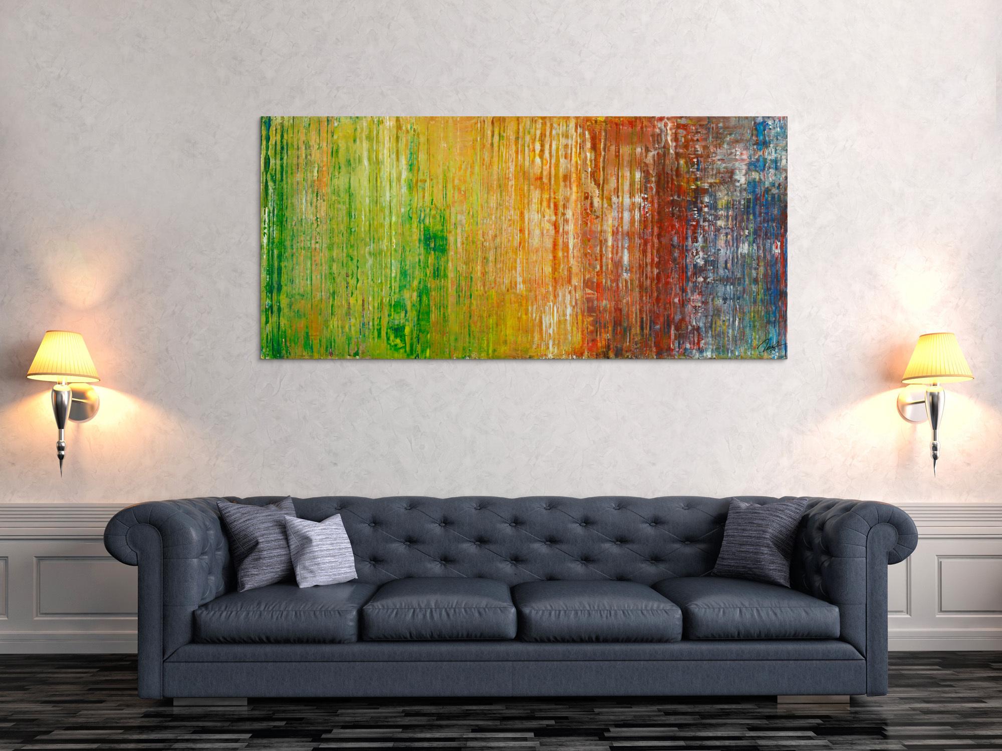 Gemälde Original abstrakt 80x180cm Spachteltechnik Moderne Kunst auf Leinwand bunt hochwertig