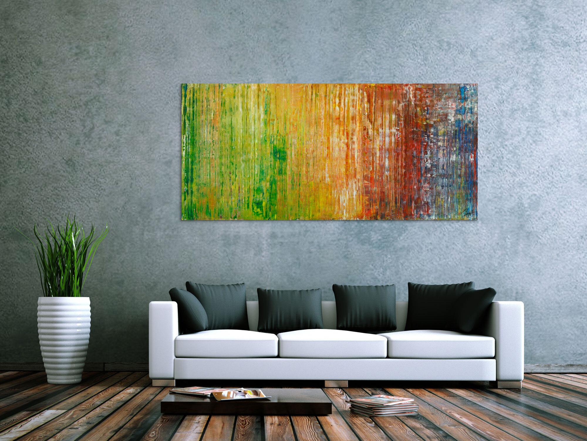 Gemälde Original abstrakt 80x180cm Spachteltechnik Moderne Kunst auf Leinwand bunt hochwertig