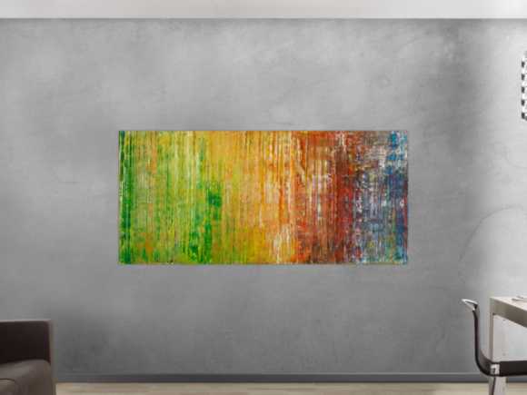 Gemälde Original abstrakt 80x180cm Spachteltechnik Moderne Kunst auf Leinwand bunt hochwertig