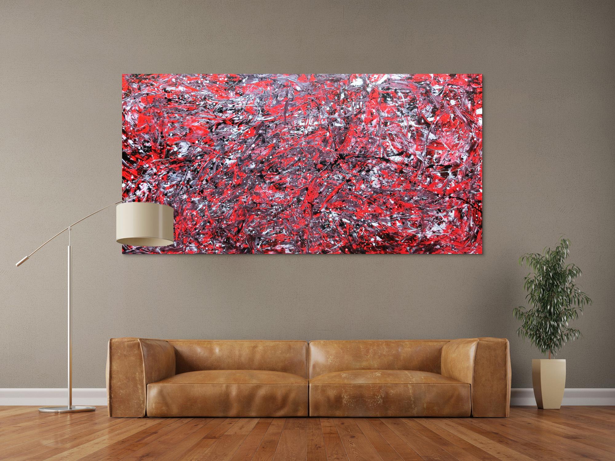 Abstraktes Acrylbild modern rot