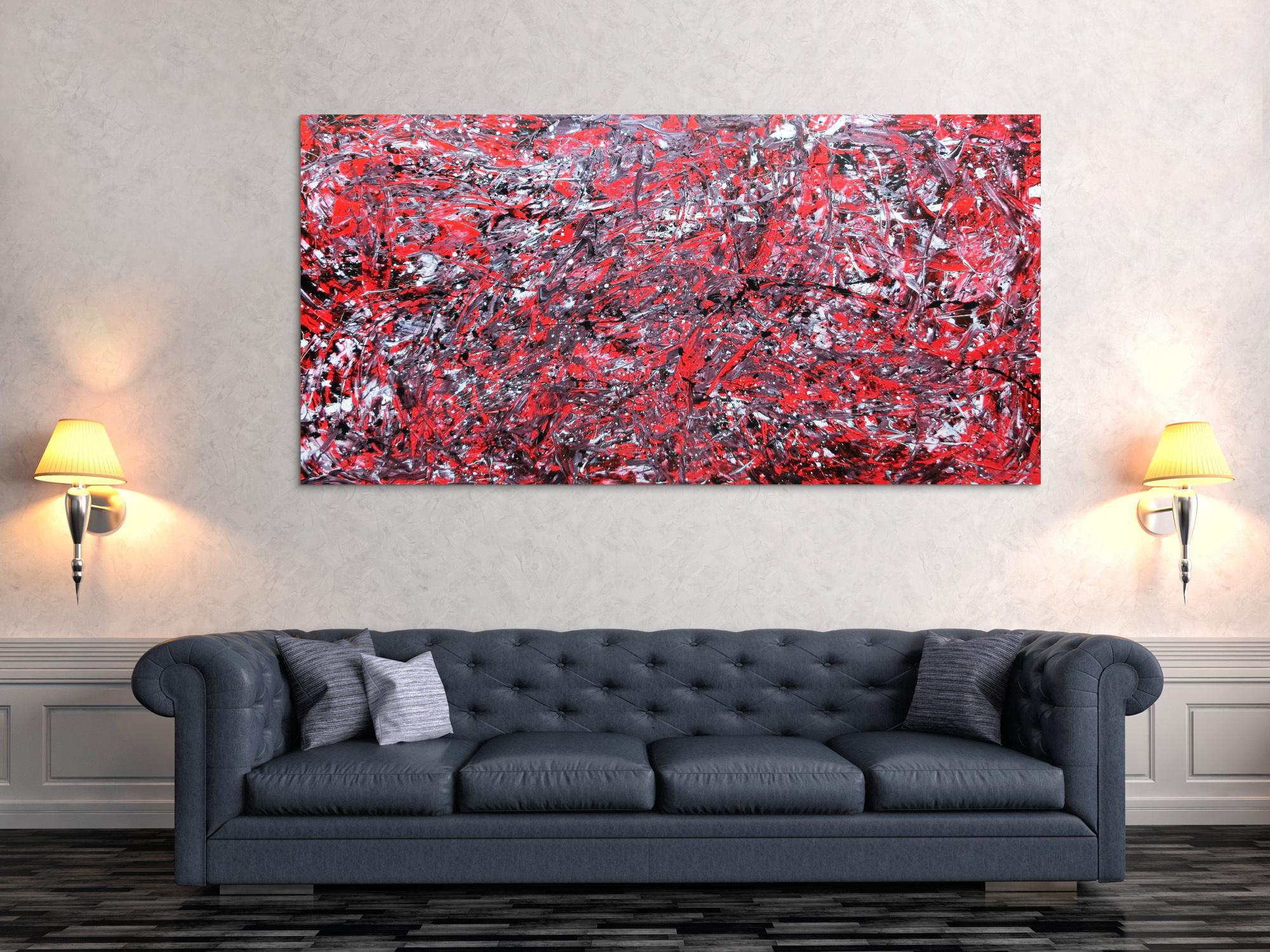 Abstraktes Acrylbild modern rot