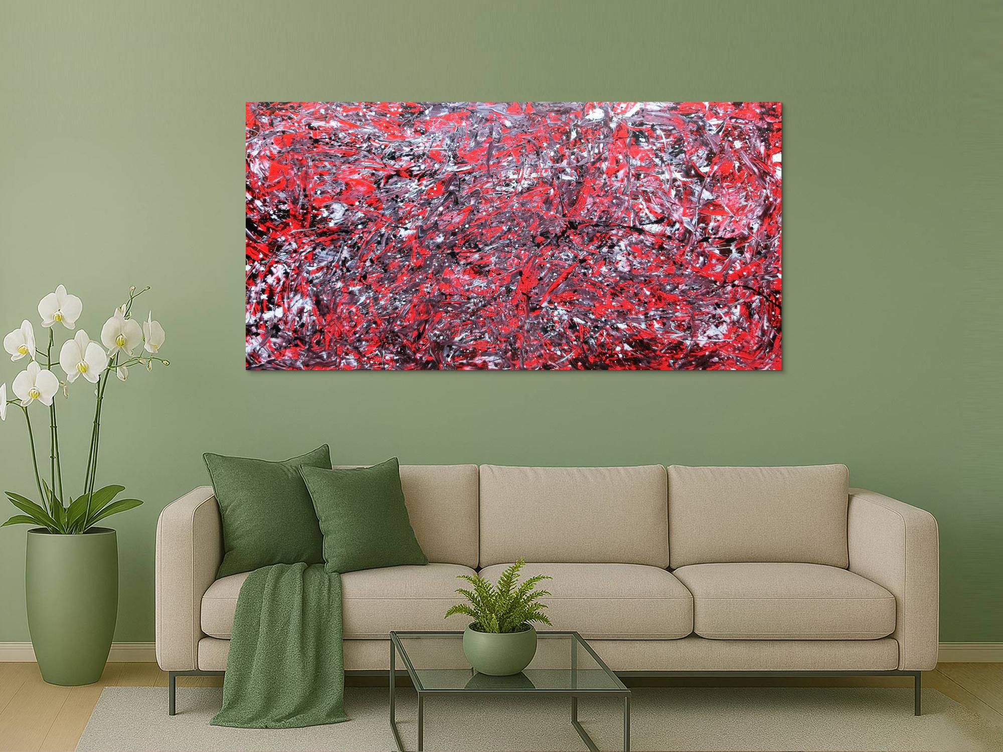 Abstraktes Acrylbild modern rot