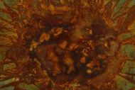Detailaufnahme Gemälde Original abstrakt 60x180cm aus echtem Rost Moderne Kunst handgefertigt anthrazit braun orange grau Unikat